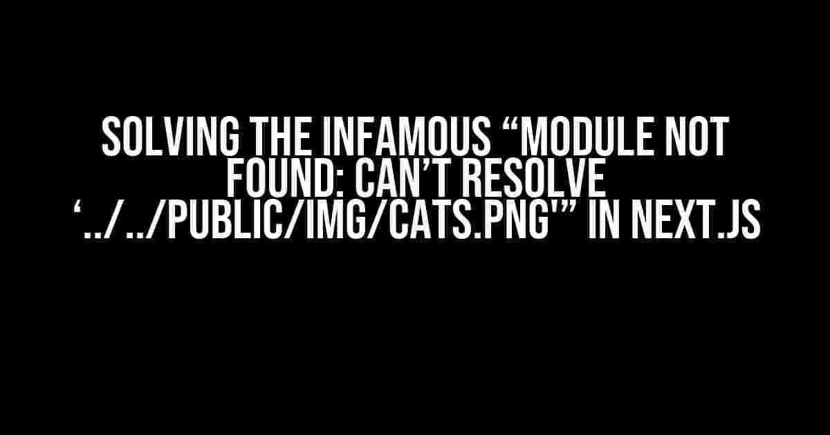 Solving the Infamous “Module not found: Can’t resolve ‘../../public/img/cats.png'” in Next.js